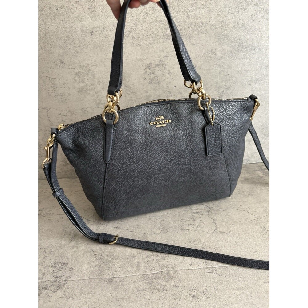 Authentic F36675 COACH KELSEY 26 SATCHEL PEBBLE LEATHER Crossbody Bag Dark Navy
